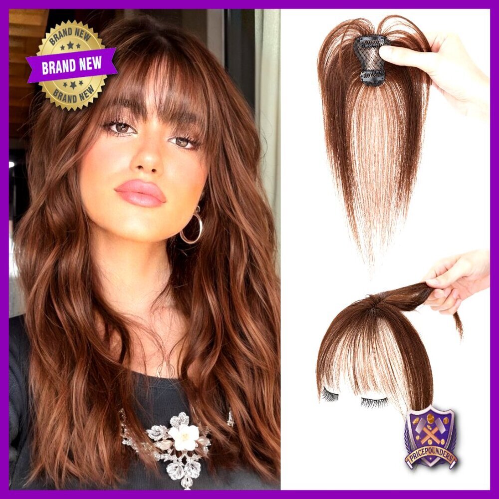 Human Hair Clip-In Bangs Topper Wispy 3D Coverage Daily Wear Stylable